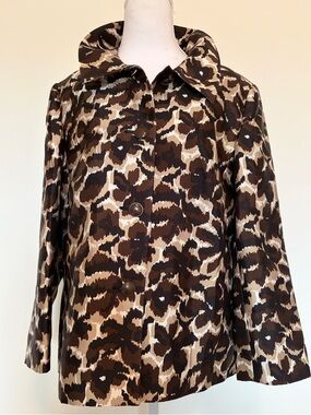 #587 Beautiful Talbots Brown and Cream Leopard Print Jacket/Blazer